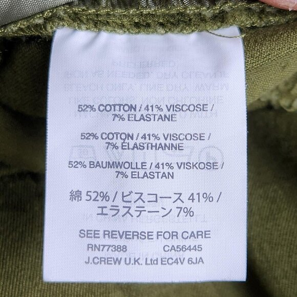 J Crew Pants Womens 2 Tall Green Martie Ankle Stretch Side Zip Mid Rise Slim - Picture 11 of 12